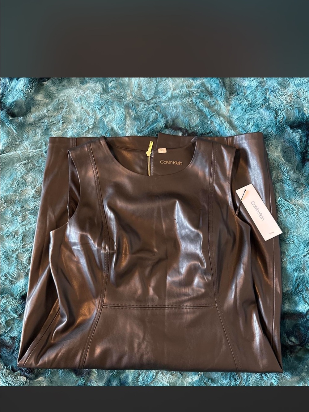 Calvin Klein Black Faux Leather Dress